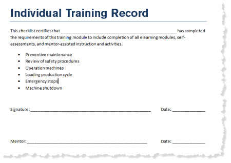 The Rapid E-Learning Blog - example of an individual training record