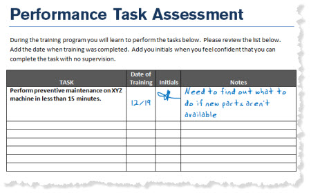 The Rapid E-Learning Blog - example of a checklist of performance tasks